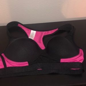 Pink and black padded sports bra !